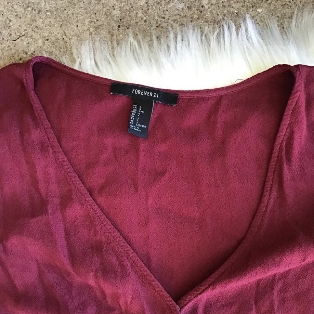 Forever 21 Burgundy Surplice Longsleeve Body Suit - Picture 4 of 6